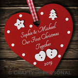 Personalised Our First Christmas Together Bauble Heart