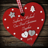Personalised Our First Christmas Together Bauble Heart