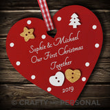 Personalised Our First Christmas Together Bauble Heart