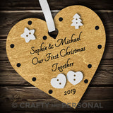 Personalised Our First Christmas Together Bauble Heart