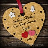 Personalised Our First Christmas Together Bauble Heart