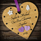 Personalised Our First Christmas Together Bauble Heart