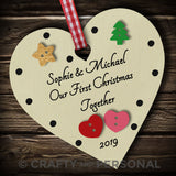 Personalised Our First Christmas Together Bauble Heart