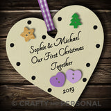 Personalised Our First Christmas Together Bauble Heart