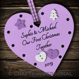 Personalised Our First Christmas Together Bauble Heart