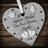 Personalised Our First Christmas Together Bauble Heart
