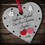 Personalised Our First Christmas Together Bauble Heart