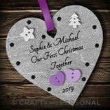 Personalised Our First Christmas Together Bauble Heart