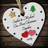 Personalised Our First Christmas Together Bauble Heart