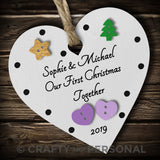 Personalised Our First Christmas Together Bauble Heart
