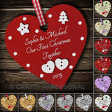 Personalised Our First Christmas Together Bauble Heart