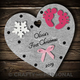 Personalised Baby's First Christmas Bauble Heart