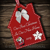 Personalised Our First Christmas in a New Home Bauble House
