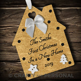 Personalised Family's First Christmas in a New Home Bauble House
