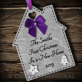 Personalised Family's First Christmas in a New Home Bauble House