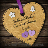 Personalised Our First Christmas Together Bauble Heart