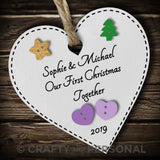 Personalised Our First Christmas Together Bauble Heart